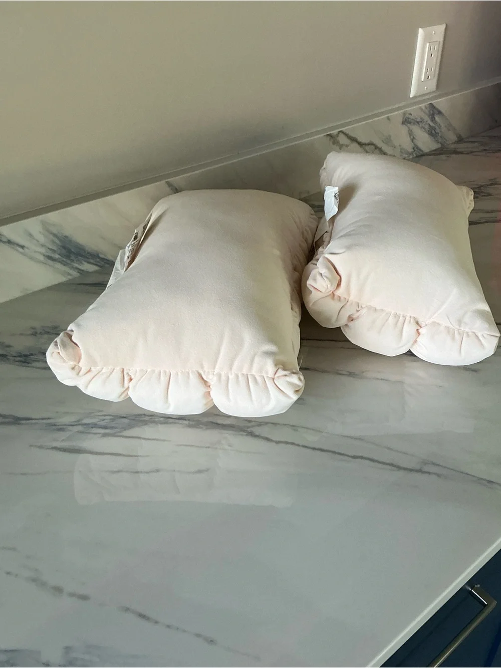 Plush Quilted Rectangular Pillow Pair in Soft Beige